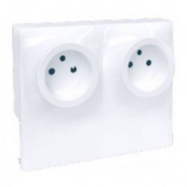 Cadre 2 postes moulure Dune Eur'Ohm - Hauteur 22mm - pour prise 2P+T - Blanc