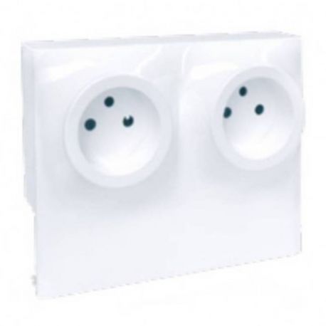 Cadre 2 postes moulure Dune Eur'Ohm - Hauteur 22mm - pour prise 2P+T - Blanc