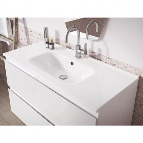 Meuble de salle de bains 100 cm VIEN21104 Aquance - Sans vasque - 2 tiroirs - Blanc