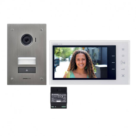 Kit portier vidéo JVS1F Aiphone - Platine encastrée - Moniteur écran 7” - 2 Fils intégral