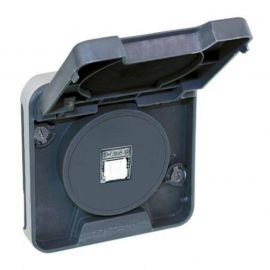 Prise RJ45 Oxxo Eur'Ohm - Avec couvercle - IP55 - Cat6 Gr.1 - Gris