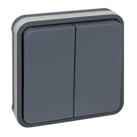 Double Va-et-vient Oxxo - 1 poste - 10A - Gris