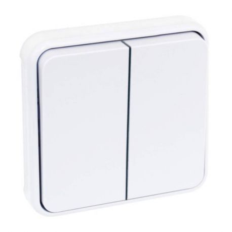 Mécanisme double va et vient Oxxo Eur'Ohm - 10A - IP 55 - Blanc