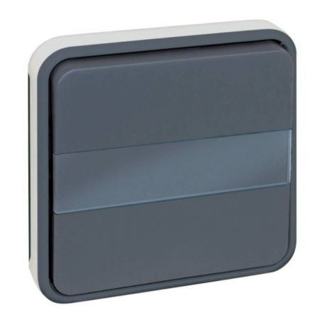Mécanisme bouton poussoir Oxxo Eur'Ohm - Avec porte étiquette - 10A - IP 55 - Gris