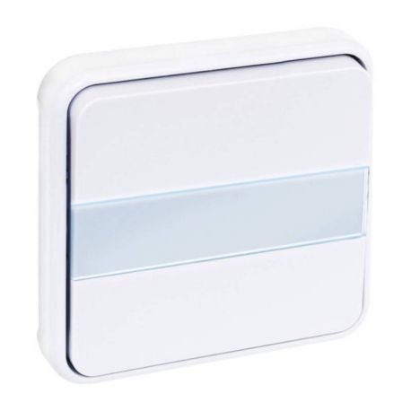 Mécanisme bouton poussoir Oxxo Eur'Ohm - Avec porte étiquette - 10A - IP 55 - Blanc