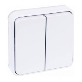 Mécanisme double bouton poussoir Oxxo Eur'Ohm - 10A - IP 55 - Blanc