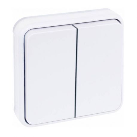 Mécanisme double bouton poussoir Oxxo Eur'Ohm - 10A - IP 55 - Blanc