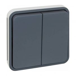 Mécanisme double va et vient Oxxo Eur'Ohm - 10A - IP 55 - Gris