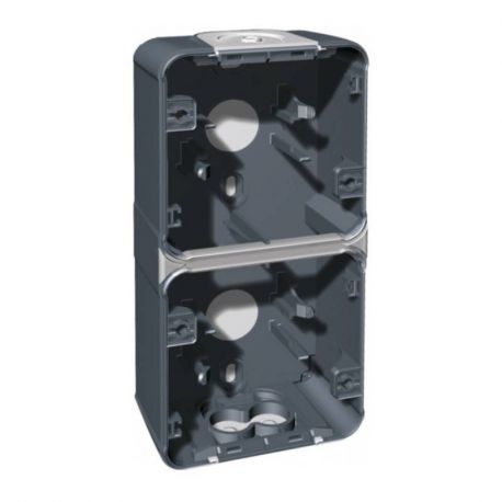 Boîte à entrées directes Oxxo Eur'Ohm - Pour montage en saillie - 2 postes - Vertical - Gris - IP55