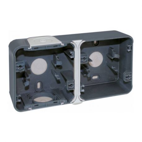 Boîte à entrées directes Oxxo Eur'Ohm - Pour montage en saillie - 2 postes - Horizontal - Gris - IP55