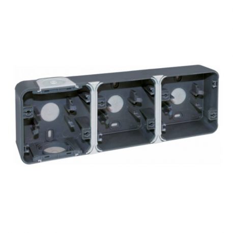 Boîte à entrées directes Oxxo Eur'Ohm - Pour montage en saillie - 3 postes - Horizontal - Gris - IP55