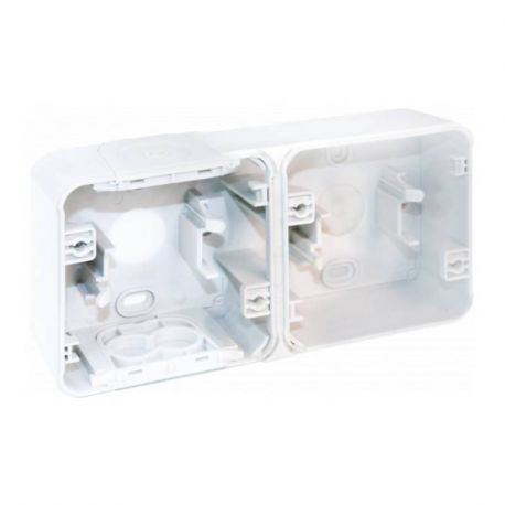 Boîte à entrées directes Oxxo Eur'Ohm - Pour montage en saillie - 2 postes - Horizontal - Blanc - IP55