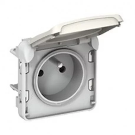 Prise de courant 16A 2P+T Plexo Legrand - Composable saillie ou encastré - Blanc