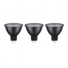 Pack de 3 réflecteurs LED GU5.3 Paulmann - 3 x3W - 2700K - 12V - Noir