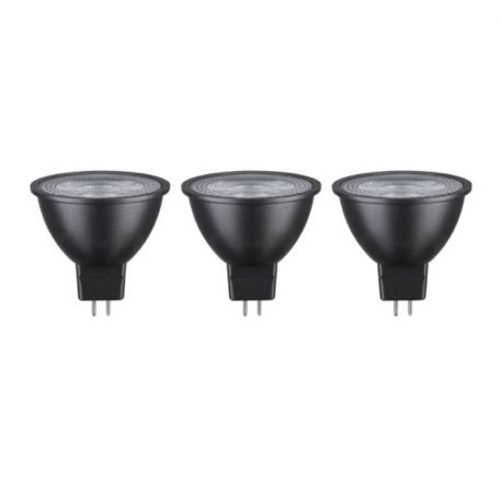 Pack de 3 réflecteurs LED GU5.3 Paulmann - 3 x3W - 2700K - 12V - Noir