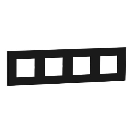 Plaque Unica Deco Signature Schneider Electric - Gomme noire - 4 postes