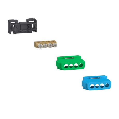 Bornier à vis 4 trous 2x16² - 2x10² et couvercles terre/neutre Linergy Schneider Electric