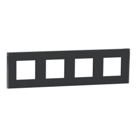 Plaque Unica Deco Subtil Schneider Electric - Anthracite liseré argent - 4 postes