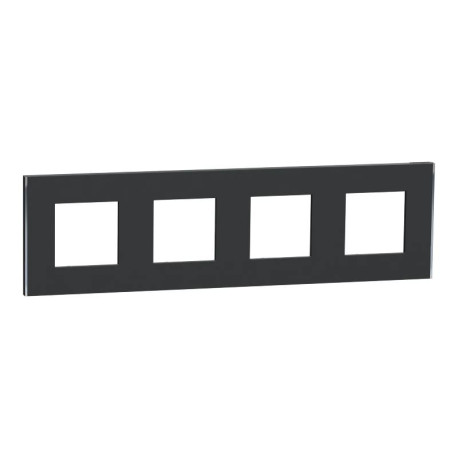 Plaque Unica Deco Subtil Schneider Electric - Anthracite liseré argent - 4 postes