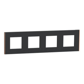 Plaque Unica Deco Subtil Schneider Electric - Anthracite liseré cuivre - 4 postes