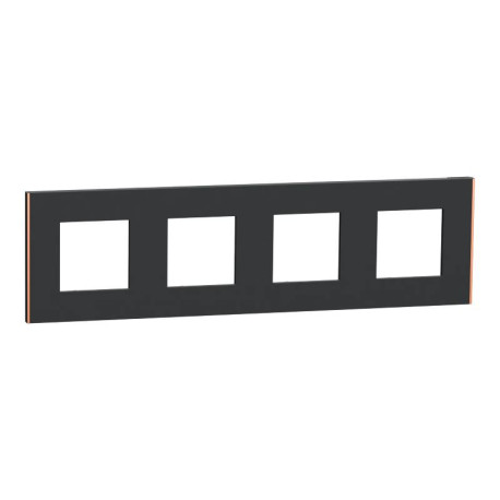 Plaque Unica Deco Subtil Schneider Electric - Anthracite liseré cuivre - 4 postes