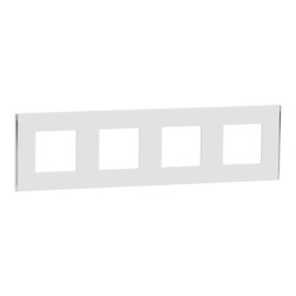 Plaque Unica Deco Subtil Schneider Electric - Blanc liseré argent - 4 postes