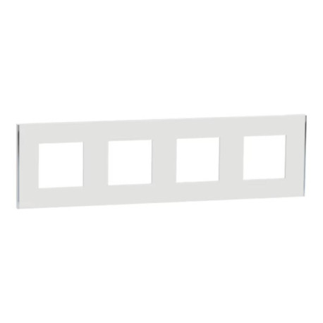 Plaque Unica Deco Subtil Schneider Electric - Blanc liseré argent - 4 postes