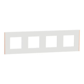 Plaque Unica Deco Subtil Schneider Electric - Blanc liseré cuivre - 4 postes