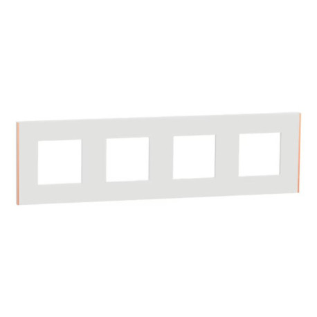 Plaque Unica Deco Subtil Schneider Electric - Blanc liseré cuivre - 4 postes