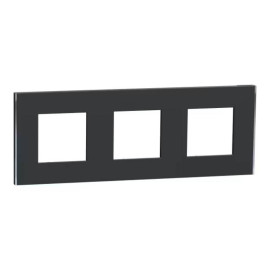 Plaque Unica Deco Subtil Schneider Electric - Anthracite liseré argent - 3 postes