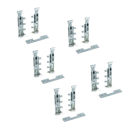 Lot de 5 kits de ferrure de suspension invisible Levelup1 Emuca - Pour modules hauts - Avec platine - Acier zingué