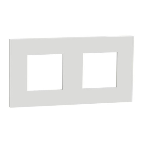 Plaque Unica Deco Schneider - 2 postes - Blanc - Vertical/Horizontal