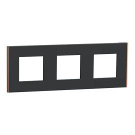 Plaque Unica Deco Subtil Schneider Electric - Anthracite liseré cuivre - 3 postes