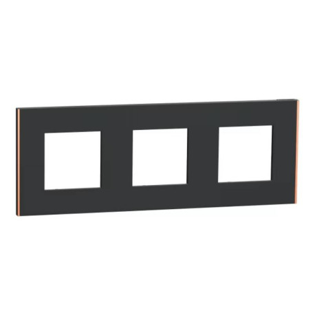 Plaque Unica Deco Subtil Schneider Electric - Anthracite liseré cuivre - 3 postes