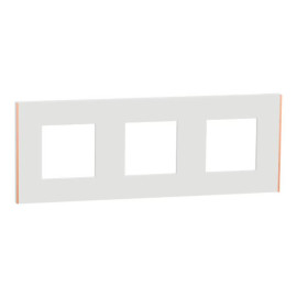 Plaque Unica Deco Subtil Schneider Electric - Blanc liseré cuivre - 3 postes