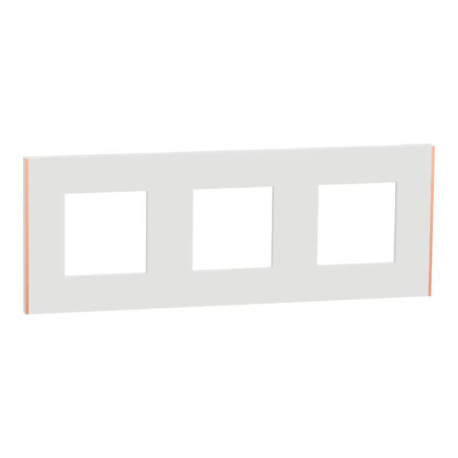Plaque Unica Deco Subtil Schneider Electric - Blanc liseré cuivre - 3 postes