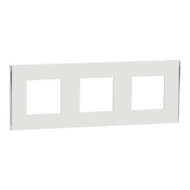 Plaque Unica Deco Subtil Schneider Electric - Blanc liseré argent - 3 postes
