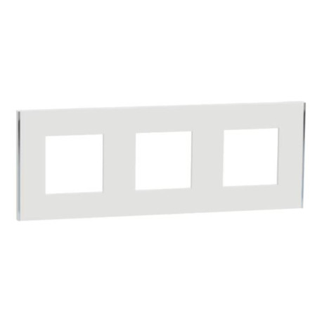 Plaque Unica Deco Subtil Schneider Electric - Blanc liseré argent - 3 postes