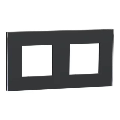 Plaque Unica Deco Subtil Schneider Electric - Anthracite liseré argent - 2 postes