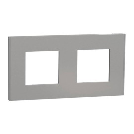 Plaque Unica Deco Schneider Electric - 2 postes - Aluminium - Vertical/Horizontal