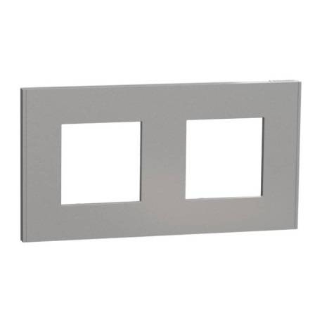 Plaque Unica Deco Schneider - 2 postes - Aluminium - Vertical/Horizontal