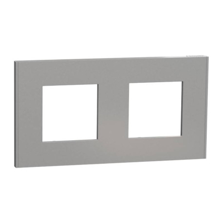 Plaque Unica Deco Schneider Electric - 2 postes - Aluminium - Vertical/Horizontal