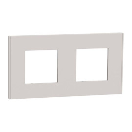 Plaque Unica Deco Schneider Electric - 2 postes - Gris clair - Vertical/Horizontal