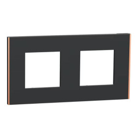 Plaque Unica Deco Subtil Schneider Electric - Anthracite liseré cuivre - 2 postes