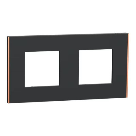 Plaque Unica Deco Subtil Schneider Electric - Anthracite liseré cuivre - 2 postes