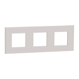 Plaque Unica Deco Schneider - 3 postes - Gris clair - Vertical/Horizontal