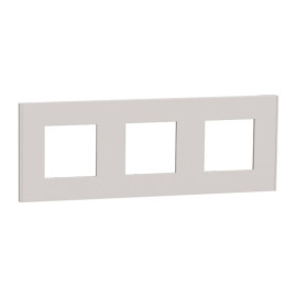 Plaque Unica Deco Schneider Electric - 3 postes - Gris clair - Vertical/Horizontal
