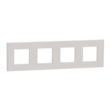 Plaque Unica Deco Schneider - 4 postes - Gris clair - Vertical/Horizontal