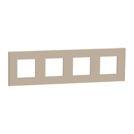 Plaque Unica Deco Schneider - 4 postes - Taupe - Vertical/Horizontal