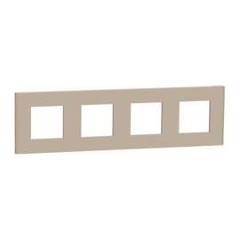 Plaque Unica Deco Schneider Electric - 4 postes - Taupe - Vertical/Horizontal